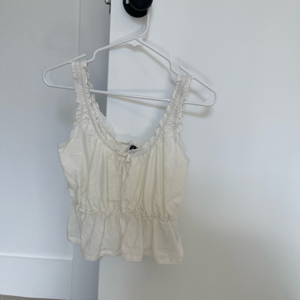 H&M Cream Ruffled Tank Top